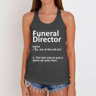 Funny Funeral Director Designs Men Women Mortuary Morticians Women's Knotted Racerback Tank