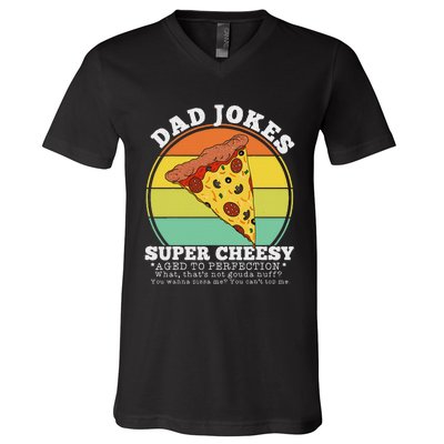 Funny FatherS Day Cheesy Dad Joke Pizza V-Neck T-Shirt