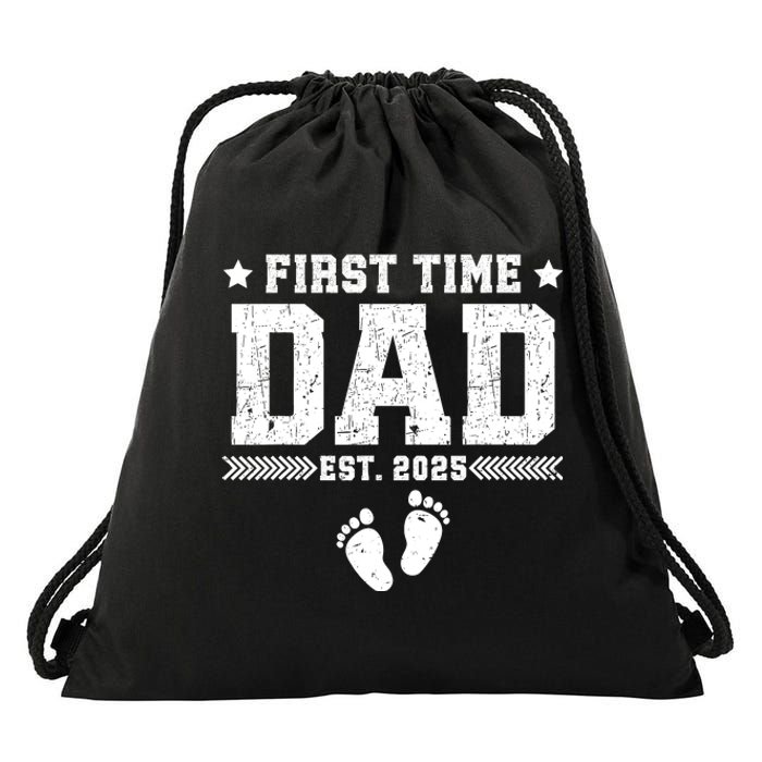 First FatherS Day First Time Dad Est. 2025 Dadtobe Drawstring Bag