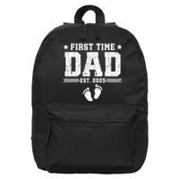 First FatherS Day First Time Dad Est. 2025 Dadtobe 16 in Basic Backpack