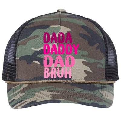 Funny Fathers Day Dada Daddy Dad Bruh Retro Rope Trucker Hat Cap