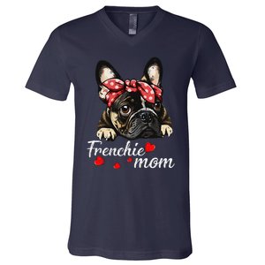 Funny Frenchie Dog Mom French Bulldog Mom Love Mothers Day V-Neck T-Shirt