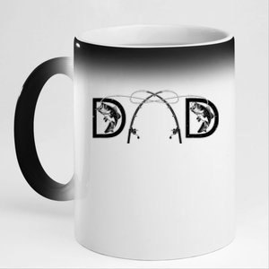 Funny Fishing Dad Art For Dad Fathers Day Fishing Lover 11oz Black Color Changing Mug