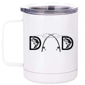 Funny Fishing Dad Art For Dad Fathers Day Fishing Lover 12 oz Stainless Steel Tumbler Cup