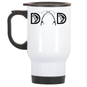 Funny Fishing Dad Art For Dad Fathers Day Fishing Lover Stainless Steel Travel Mug