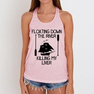 Funny Floating Down The River Killing My Liver Adventurers Gift Women's Knotted Racerback Tank