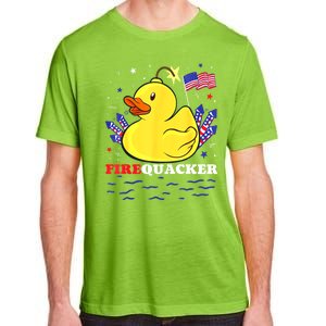 Funny Firecracker Duck 4th Of July Patriotic Day Usa Flag Gift Adult ChromaSoft Performance T-Shirt