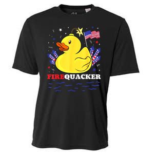 Funny Firecracker Duck 4th Of July Patriotic Day Usa Flag Gift Cooling Performance Crew T-Shirt