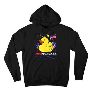 Funny Firecracker Duck 4th Of July Patriotic Day Usa Flag Gift Hoodie