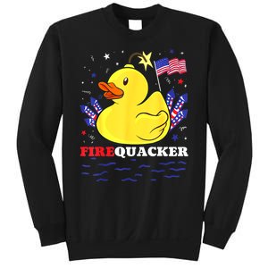 Funny Firecracker Duck 4th Of July Patriotic Day Usa Flag Gift Sweatshirt