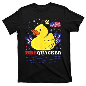 Funny Firecracker Duck 4th Of July Patriotic Day Usa Flag Gift T-Shirt