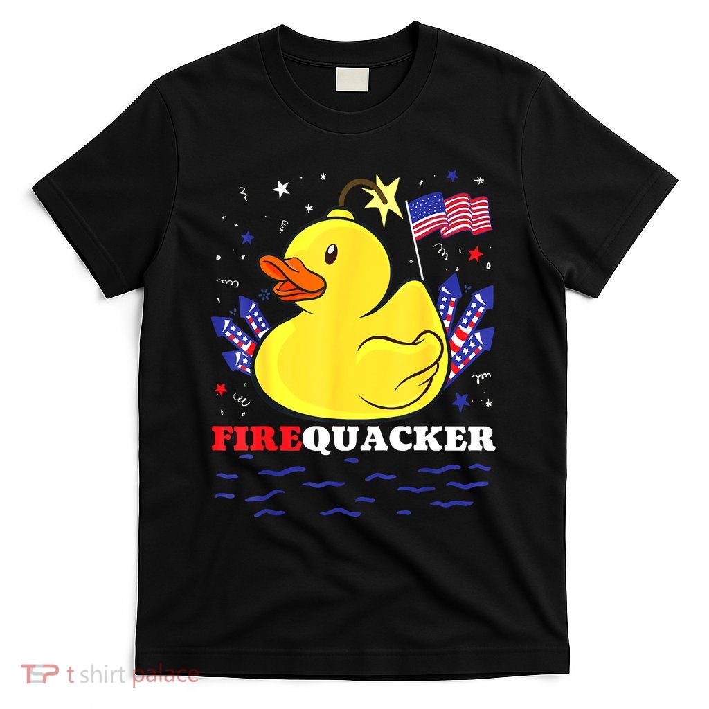 Funny Firecracker Duck 4th Of July Patriotic Day Usa Flag Gift T-Shirt