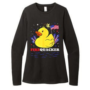 Funny Firecracker Duck 4th Of July Patriotic Day Usa Flag Gift Womens CVC Long Sleeve Shirt