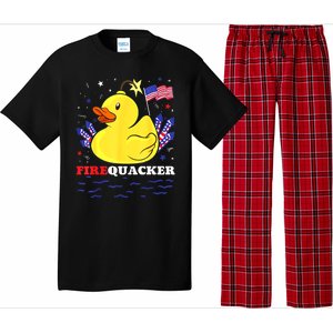 Funny Firecracker Duck 4th Of July Patriotic Day Usa Flag Gift Pajama Set