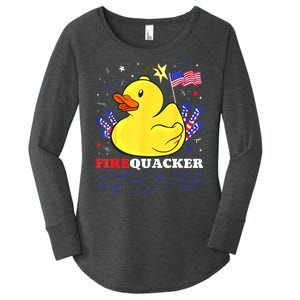 Funny Firecracker Duck 4th Of July Patriotic Day Usa Flag Gift Women's Perfect Tri Tunic Long Sleeve Shirt