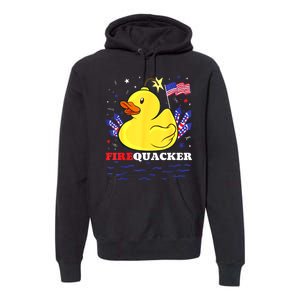 Funny Firecracker Duck 4th Of July Patriotic Day Usa Flag Gift Premium Hoodie