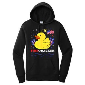 Funny Firecracker Duck 4th Of July Patriotic Day Usa Flag Gift Women's Pullover Hoodie