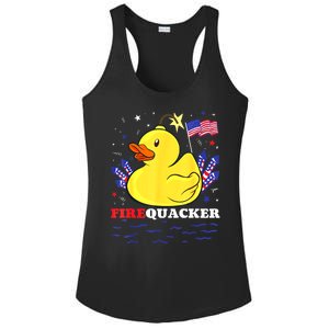 Funny Firecracker Duck 4th Of July Patriotic Day Usa Flag Gift Ladies PosiCharge Competitor Racerback Tank