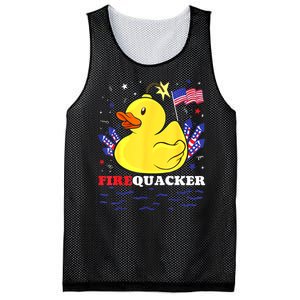 Funny Firecracker Duck 4th Of July Patriotic Day Usa Flag Gift Mesh Reversible Basketball Jersey Tank