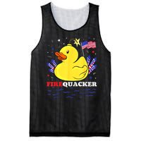 Funny Firecracker Duck 4th Of July Patriotic Day Usa Flag Gift Mesh Reversible Basketball Jersey Tank