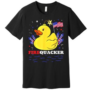 Funny Firecracker Duck 4th Of July Patriotic Day Usa Flag Gift Premium T-Shirt