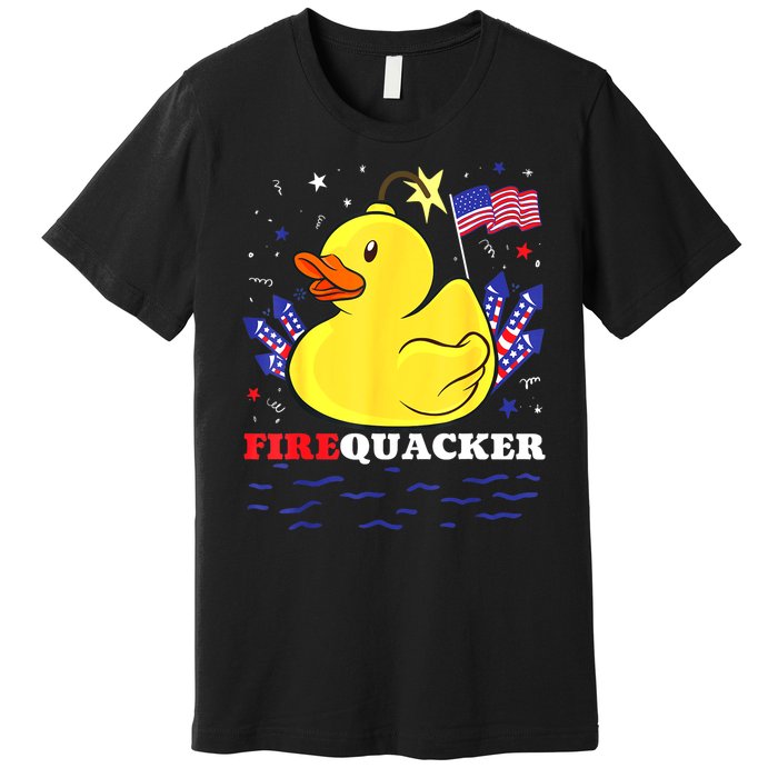 Funny Firecracker Duck 4th Of July Patriotic Day Usa Flag Gift Premium T-Shirt