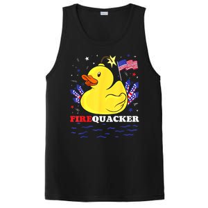 Funny Firecracker Duck 4th Of July Patriotic Day Usa Flag Gift PosiCharge Competitor Tank