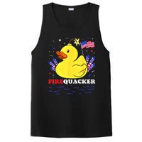 Funny Firecracker Duck 4th Of July Patriotic Day Usa Flag Gift PosiCharge Competitor Tank