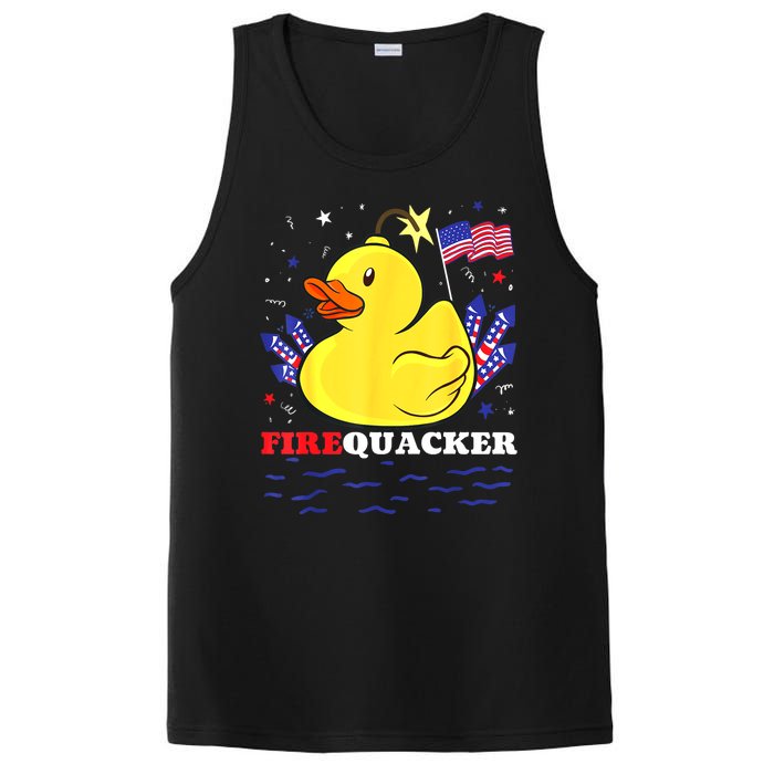 Funny Firecracker Duck 4th Of July Patriotic Day Usa Flag Gift PosiCharge Competitor Tank