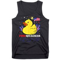 Funny Firecracker Duck 4th Of July Patriotic Day Usa Flag Gift Tank Top