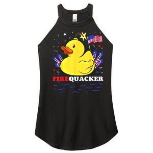 Funny Firecracker Duck 4th Of July Patriotic Day Usa Flag Gift Women's Perfect Tri Rocker Tank