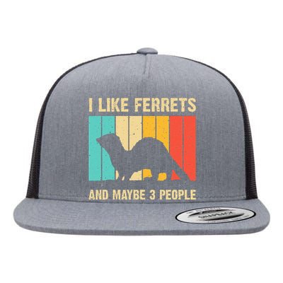 Funny Ferret Design For Men Women Ferret Lover Introvert Flat Bill Trucker Hat