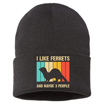 Funny Ferret Design For Men Women Ferret Lover Introvert Sustainable Knit Beanie