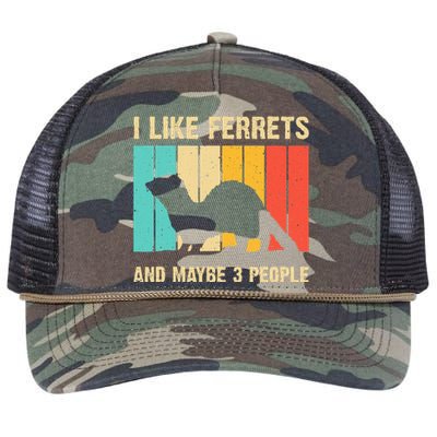 Funny Ferret Design For Men Women Ferret Lover Introvert Retro Rope Trucker Hat Cap