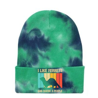 Funny Ferret Design For Men Women Ferret Lover Introvert Tie Dye 12in Knit Beanie