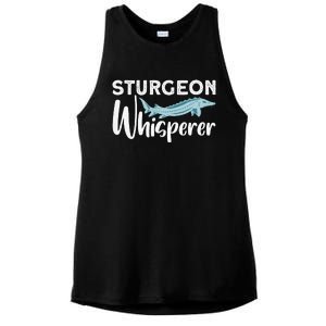 Funny Fishing Design Women Sturgeon Fishing Lovers Ladies PosiCharge Tri-Blend Wicking Tank