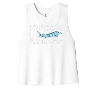 Funny Fishing Design Women Sturgeon Fishing Lovers Women's Racerback Cropped Tank