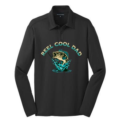 Funny Fathers Day Daddy Dad Joke Pun Reel Cool Dad Gift Silk Touch Performance Long Sleeve Polo