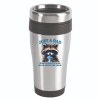 Funny Fathers Day Just A Dad Who Always Came Back With The Milk Raccoon 16oz Travel Tumbler