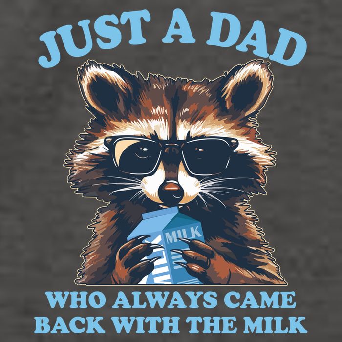 Funny Fathers Day Just A Dad Who Always Came Back With The Milk Raccoon Vector Backpack