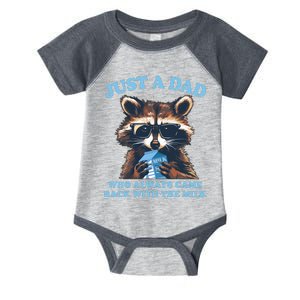 Funny Fathers Day Just A Dad Who Always Came Back With The Milk Raccoon Infant Baby Jersey Bodysuit