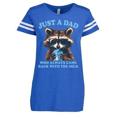 Funny Fathers Day Just A Dad Who Always Came Back With The Milk Raccoon Enza Ladies Jersey Football T-Shirt