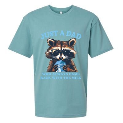 Funny Fathers Day Just A Dad Who Always Came Back With The Milk Raccoon Sueded Cloud Jersey T-Shirt