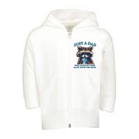 Funny Fathers Day Just A Dad Who Always Came Back With The Milk Raccoon Toddler Zip Fleece Hoodie