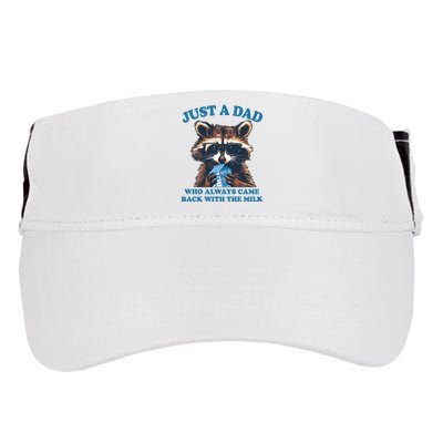 Funny Fathers Day Just A Dad Who Always Came Back With The Milk Raccoon Adult Drive Performance Visor