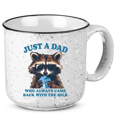Funny Fathers Day Just A Dad Who Always Came Back With The Milk Raccoon 15oz Campfire Ceramic Mug