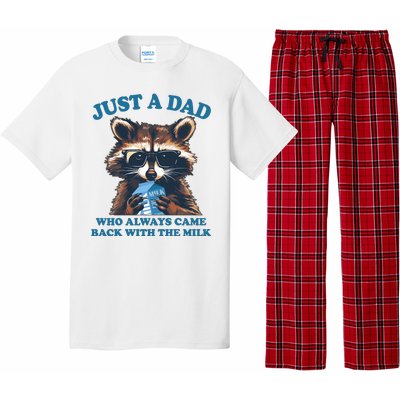 Funny Fathers Day Just A Dad Who Always Came Back With The Milk Raccoon Pajama Set