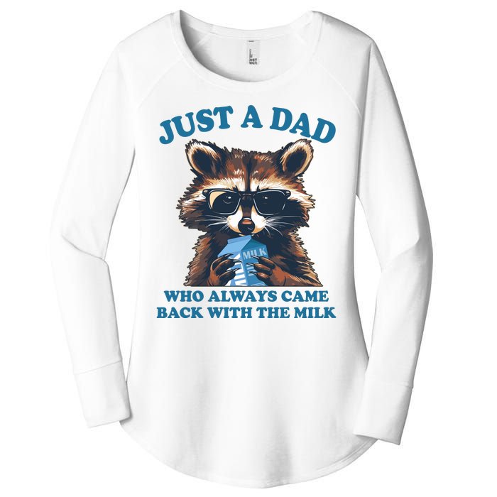 Funny Fathers Day Just A Dad Who Always Came Back With The Milk Raccoon Women's Perfect Tri Tunic Long Sleeve Shirt