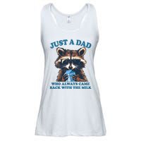 Funny Fathers Day Just A Dad Who Always Came Back With The Milk Raccoon Ladies Essential Flowy Tank