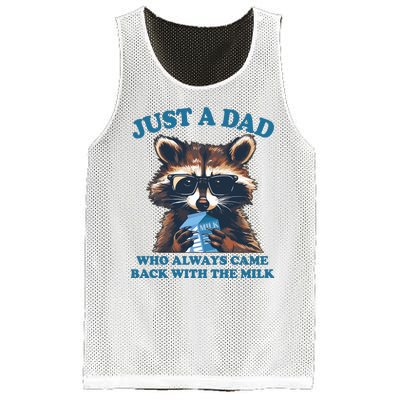 Funny Fathers Day Just A Dad Who Always Came Back With The Milk Raccoon Mesh Reversible Basketball Jersey Tank